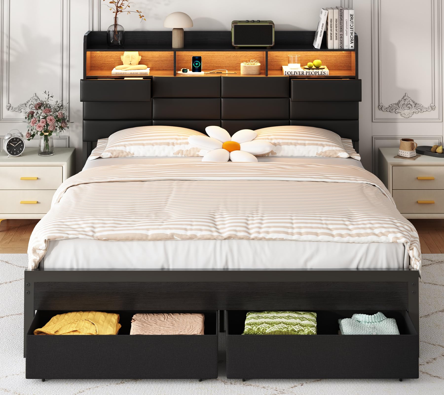 โครงเตียงขนาดคิงไซส์ พร้อมลิ้น - King Size Bed Frame With Storage Drawers บทวิจารณ์และราคา