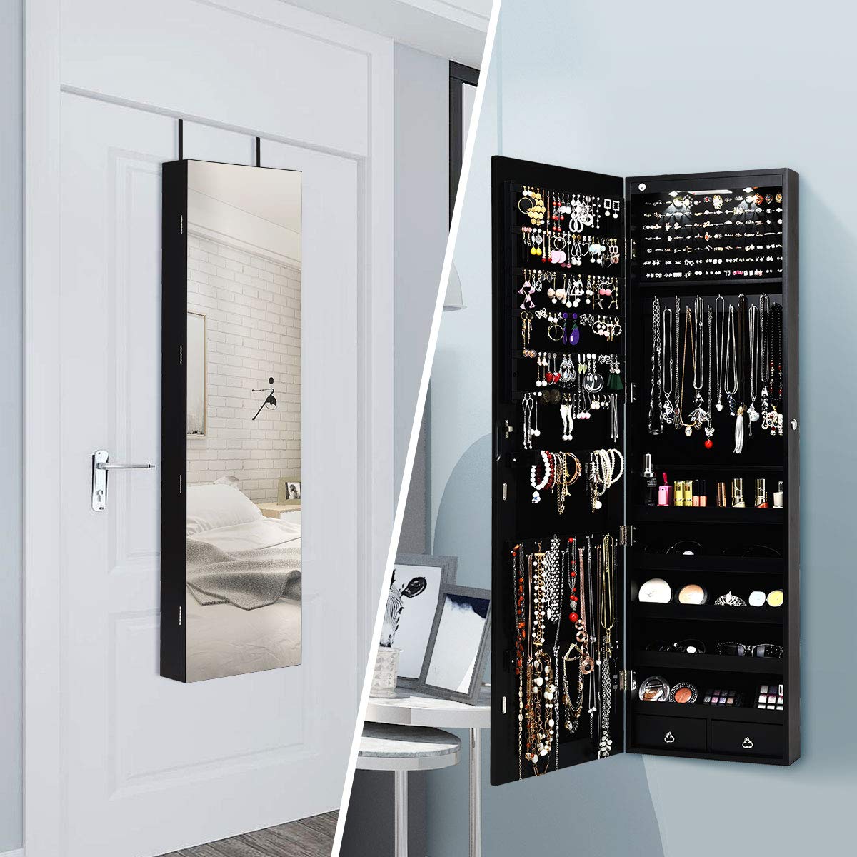 ตู้เก็บเครื่องประดับแบบติดผนัง - Full Length Mirror Jewelry Armoire บทวิจารณ์และราคา