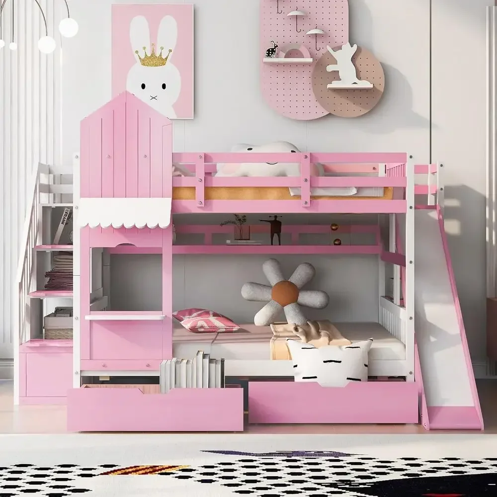 เตียงสองชั้นสำหรับเด็ก พร้อมบั - Bunk Bed With Stairs And Slide บทวิจารณ์และราคา