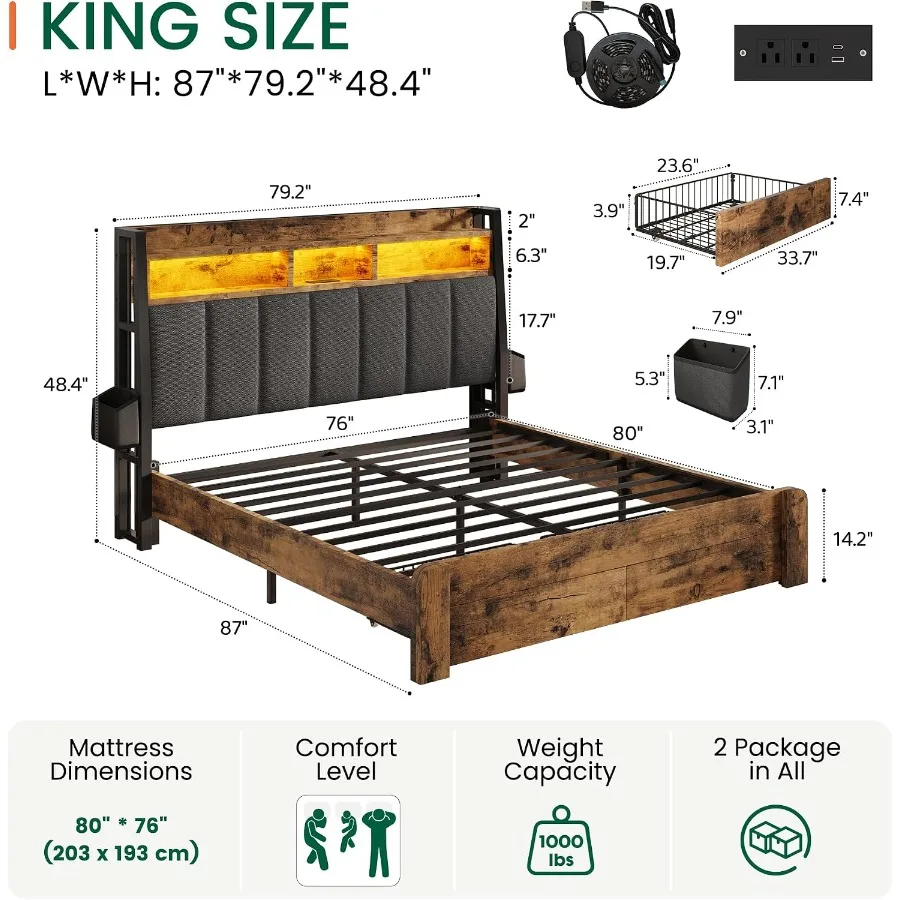โครงเตียงขนาดคิงไซส์ พร้อมลิ้น - King Size Bed Frame With Storage Drawers บทวิจารณ์และราคา