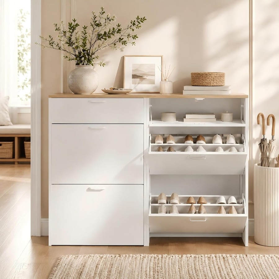 ตู้เก็บรองเท้าสำหรับวางไว้บริเ - Shoe Rack Cabinet Narrow Entryway บทวิจารณ์และราคา