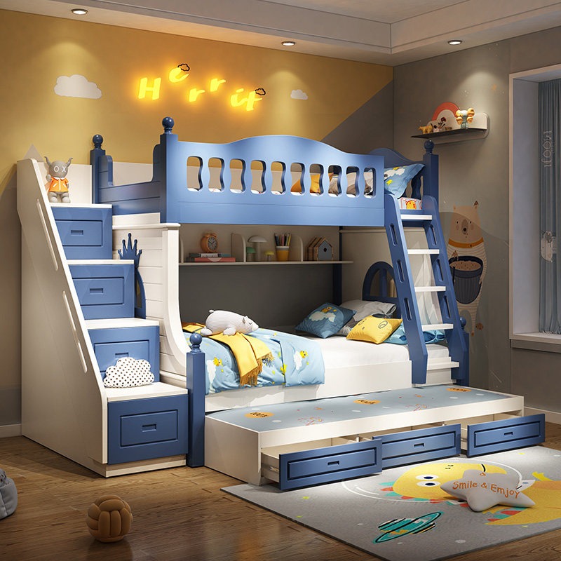 เตียงเด็กแบบสองชั้น เตียงสูงต่ - Bunk Bed With Stairs And Slide บทวิจารณ์และราคา