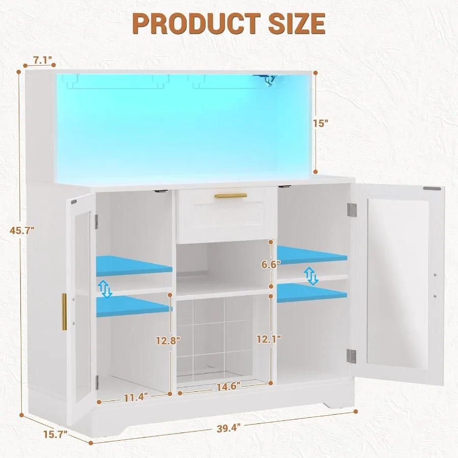 ตู้บาร์กาแฟพร้อมไฟ LED RGB และ - Storage บทวิจารณ์และราคา