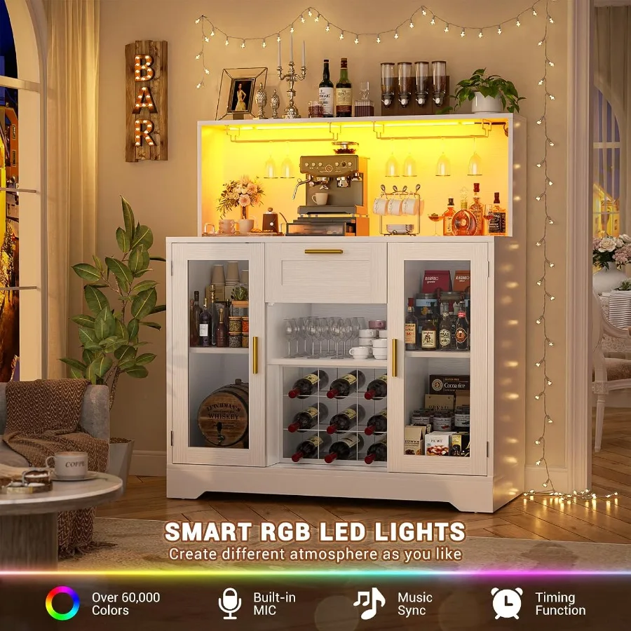 ตู้บาร์กาแฟพร้อมไฟ LED RGB และ - Storage บทวิจารณ์และราคา